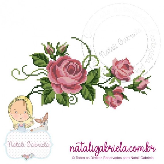 Matriz de Bordado Rosas PXNG1 - 18cm