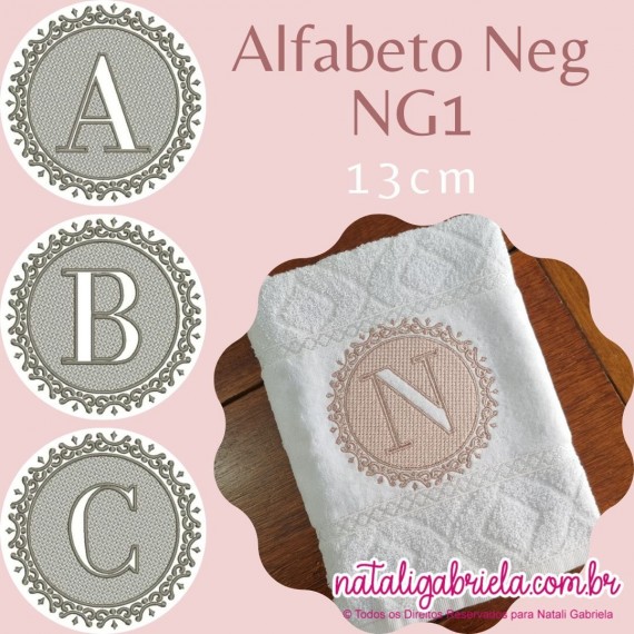 Matriz de Bordado Alfabeto Neg NG1 - 13cm