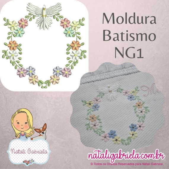 Matriz de Bordado Moldura Batismo NG1 - 10cm