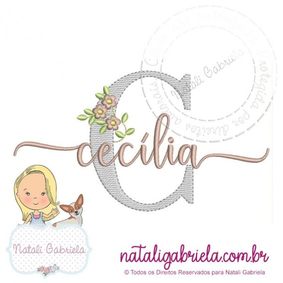 Matriz de Bordado Nome Cecília NG1 18cm