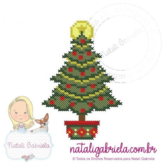 Matriz de Bordado Arvore de Natal Ponto Cruz NG1 - 15cm