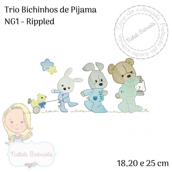 Trio Bichinhos de Pijama NG1 - Rippled